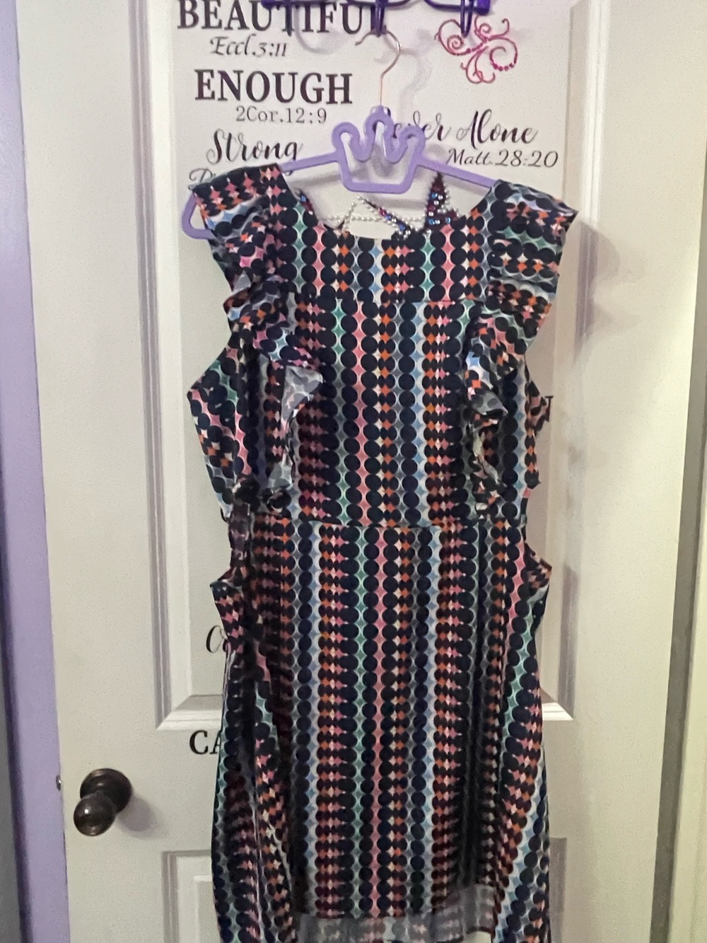 Multicolor Geometric Ruffle Dress